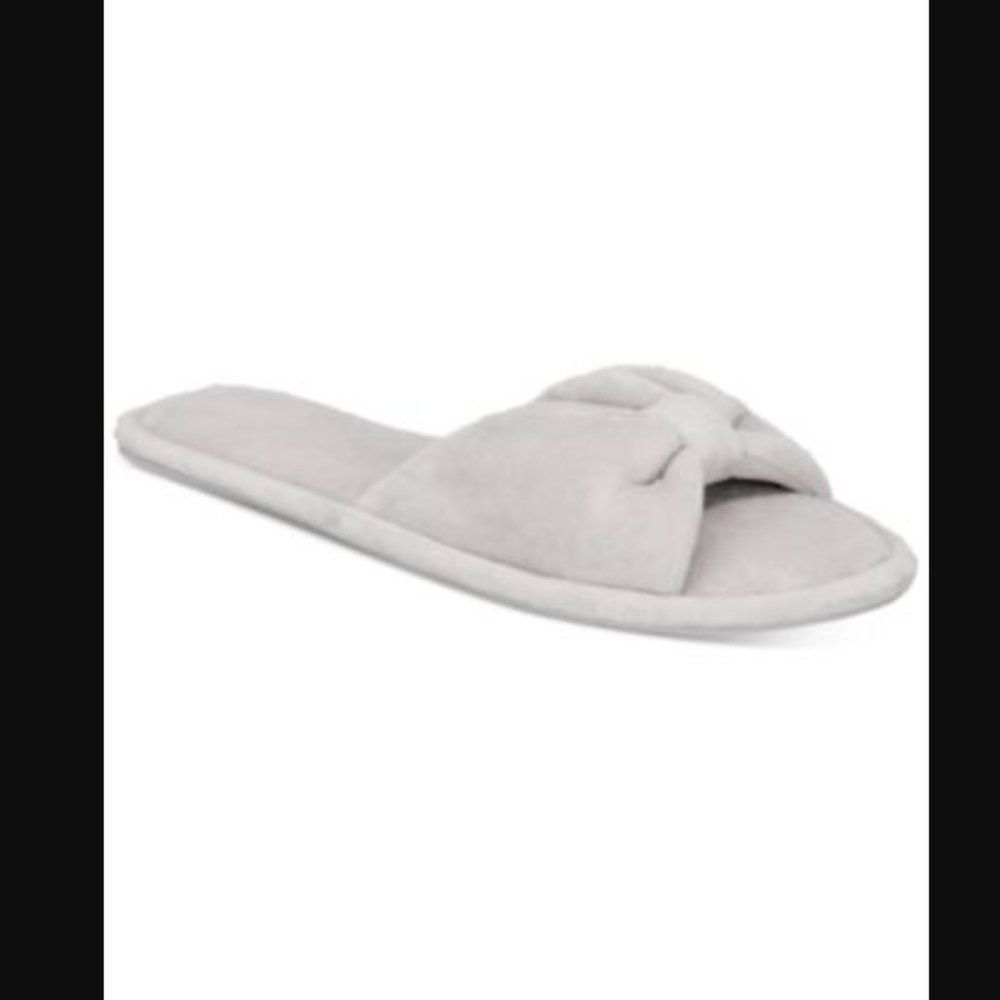 Charter Club Dove Heather Grey Memory Foam Slippers Size 7-8